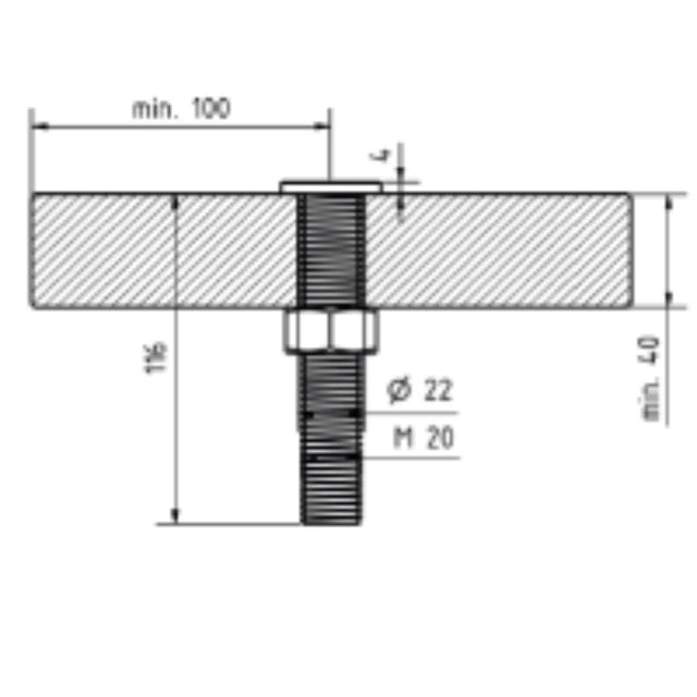 Skylotec mobilfix anchor Point Terminal Anchor drawing - Plate Mounted