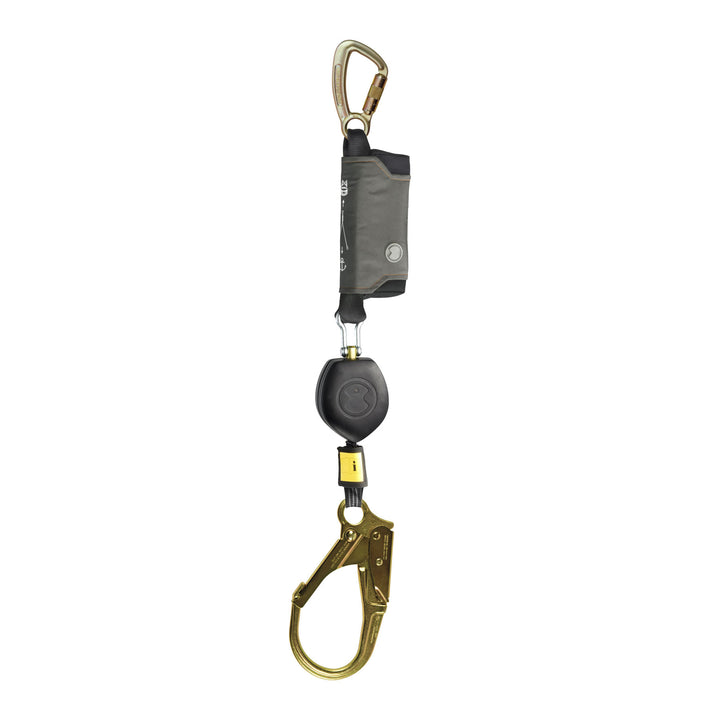 Retractable Lifeline Lanyard Single Tail Skylotec Peanut Tri Lock Carabiner with Steel Scaffold Hook 2.5Mtr Long