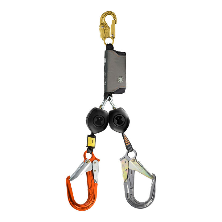 Retractable Lifeline Lanyard Twin Tail Skylotec Peanut Double Action Steel Hook with Alloy Scaffold Hooks