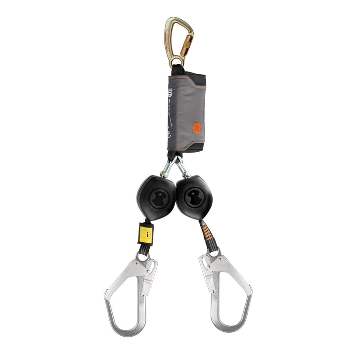 Retractable Lifeline Lanyard Twin Tail Skylotec Peanut Triple Lock Steel Carabiner with Steel Scaffold Hooks